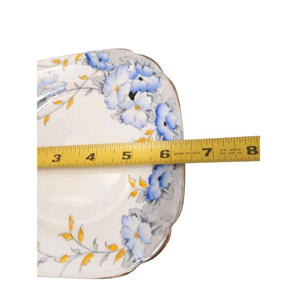 1940 Scotia Salisbury 6.5 Square Plate Fine Bone China Blue Floral Replacement - Picture 15 of 15
